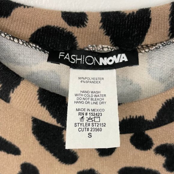 New Fashion Nova Leopard Print Soft Knit Oversized Tee Brown Black Size Small - Picture 16 of 16